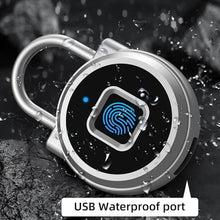 Load image into Gallery viewer, Fingerprint Lock, Dhiedas Gym Lock, Bluetooth Lock, Small Fingerprint Padlock with Keyless, Weatherproof Smart Lock for Gym Locker School Suitcase Cabinet Luggage Storage and Fence
