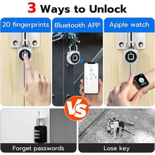 Load image into Gallery viewer, Fingerprint Lock, Dhiedas Gym Lock, Bluetooth Lock, Small Fingerprint Padlock with Keyless, Weatherproof Smart Lock for Gym Locker School Suitcase Cabinet Luggage Storage and Fence
