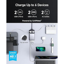 Load image into Gallery viewer, Anker 727 Charging Station (GaNPrime 100W), Compact Power Strip for Travel, Work, 5 ft Detachable Extension Cord with 2 Outlets and 4 USB Ports, for iPhone 14, Samsung, iPad, MacBook (Not a Battery)
