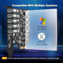 Load image into Gallery viewer, 7-Ports USB PCIe Card Super Speed (5X USB 3.0 A,2X USB-C) PCIe Card Desktop PC Internal Hub for Windows 10/11
