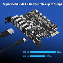 Load image into Gallery viewer, 7-Ports USB PCIe Card Super Speed (5X USB 3.0 A,2X USB-C) PCIe Card Desktop PC Internal Hub for Windows 10/11
