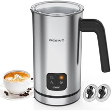 Load image into Gallery viewer, BIZEWO Milk Frother Electric, Warm and Cold Milk Steamer, 4 IN 1 Automatic Milk Warmer Stainless Steel with Touch Screen for Coffee, Latte, Macchiato, Cappuccino, Hot Chocolate
