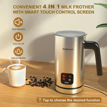 Load image into Gallery viewer, BIZEWO Milk Frother Electric, Warm and Cold Milk Steamer, 4 IN 1 Automatic Milk Warmer Stainless Steel with Touch Screen for Coffee, Latte, Macchiato, Cappuccino, Hot Chocolate
