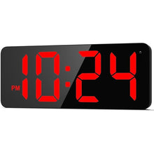 Load image into Gallery viewer, LED Digital Wall Clock with Large Display, Big Digits, Auto-Brightness, 12/24Hr Format, Modern Electric Small Silent Wall Clock for Living Room, Bedroom, Classroom, Farmhouse, Kitchen, Office - Red
