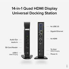 Load image into Gallery viewer, Plugable 14-in-1 USB C Docking Station | 4X HDMI Quad Dock with 100W Charging, HDMI Displays | Compatible with Windows, Thunderbolt (4X USB, 1x USB-C, Ethernet, SD Card, Audio) UD-3900C4
