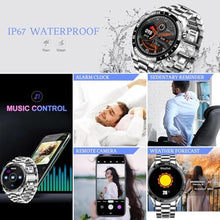 Load image into Gallery viewer, FILIEKEU Men Smart Watch for Android iOS, Bluetooth Calls Voice Chat with Heart Rate/Sleep Monitor Fitness Tracker, 1.3&quot; Full Touch Screen IP67 Waterproof Stainless Steel Activity Tracker for Men
