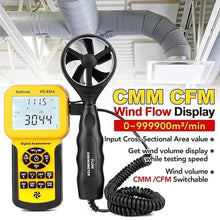 Load image into Gallery viewer, HVAC CFM Anemometer, Kethvoz Wind Speed Meter Commercial Air Flow Tester w/Data Storage PC USB Connectable Measure Windspeed Air Volume Temperature for AC Dust Collection System 856A
