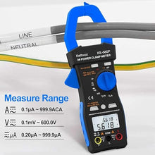 Load image into Gallery viewer, Clamp Meter 1/3 Phase Multimeter, Kethvoz 9999 Count TRMS Voltmeter Ammeter 600V and 1000A, Continuity Tester Temperature Capacitance Resistance Frequency Diodes
