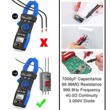 Load image into Gallery viewer, Clamp Meter 1/3 Phase Multimeter, Kethvoz 9999 Count TRMS Voltmeter Ammeter 600V and 1000A, Continuity Tester Temperature Capacitance Resistance Frequency Diodes
