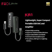 Load image into Gallery viewer, FiiO JadeAudio KA1 Headphone Amps Tiny Amplifier USB DAC High Resolution Lossless for Smartphones/PC/Laptop/Players(Lightning, Black)
