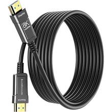 Load image into Gallery viewer, BlueRigger 8K Fiber Optic HDMI Cable 50FT (48Gbps, in-Wall CL3 Rated, 8K 60Hz, 4K 144Hz, HDCP 2.3, HDR10+) Ultra High Speed Long HDMI AOC 2.1 Cable - for Gaming, VR, HDTV, Monitor, PC
