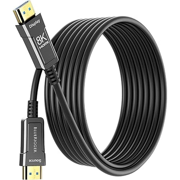 BlueRigger 8K Fiber Optic HDMI Cable 50FT (48Gbps, in-Wall CL3 Rated, 8K 60Hz, 4K 144Hz, HDCP 2.3, HDR10+) Ultra High Speed Long HDMI AOC 2.1 Cable - for Gaming, VR, HDTV, Monitor, PC