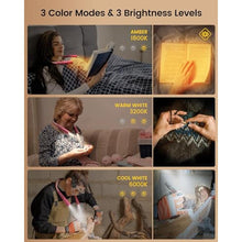 Load image into Gallery viewer, Glocusent Upgraded LED Neck Reading Light, Book Light for Reading in Bed, 30-min Timer, 3 Colors &amp; 3 Brightness Adjustable, Rechargeable &amp; Long Lasting, Perfect for Reading, Knitting
