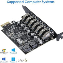 Load image into Gallery viewer, 7 Port PCI Express Expansion Card, USB 3.0 7 Port Front Expansion Card, PCIE USB Hub Controller Adapter for Connect 7 Devices Expanded, Supports Windows 11/10/8/7 / Vista/XP (32/64-bit)
