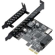 Load image into Gallery viewer, PCI-E 1X to USB 3.2 GEN1 5Gbps 20pin Front Panel Header (to Type-c Front Panel Header) + USB 3.0 19Pin Socket Expansion Card,Type-E Internal 20-pin Front Panel Connector Riser Card
