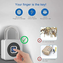 Load image into Gallery viewer, eLinkSmart Gym Locker Padlock - Fingerprint Mobile APP Unlock Remote Unlock: Waterproof Keyless Biometric Padlock for Gym Locker Field Box Footlocker Tool Box Gun Case Type-C Silver
