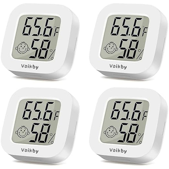 Vaikby Indoor Thermometer 4Pack, Humidity Gauge Meter Digital Hygrometer Room Thermometer for Home, Hight Accurate Temperature and Humidity Monitor, Large LCD Display Fahrenheit or Celsius
