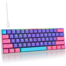 Load image into Gallery viewer, Protable 60% Percent Gaming Keyboard Mechanical, Mini Compact RGB Backlit 61 Keys Wired Office Keyboard with red Switch for Mac/Win (Purple/red Switch)
