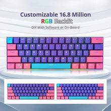 Load image into Gallery viewer, Protable 60% Percent Gaming Keyboard Mechanical, Mini Compact RGB Backlit 61 Keys Wired Office Keyboard with red Switch for Mac/Win (Purple/red Switch)
