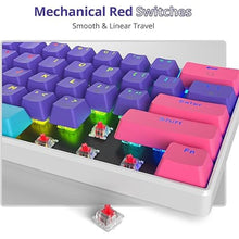 Load image into Gallery viewer, Protable 60% Percent Gaming Keyboard Mechanical, Mini Compact RGB Backlit 61 Keys Wired Office Keyboard with red Switch for Mac/Win (Purple/red Switch)
