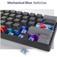 Load image into Gallery viewer, Owpkeenthy Wired 60% Percent Mechanical Gaming Keyboard with Blue Switch Ultra Compact RGB Gaming Keyboard Backlit Keys N-Key Rollover for PC Gamer (Dark/Blue Switch)
