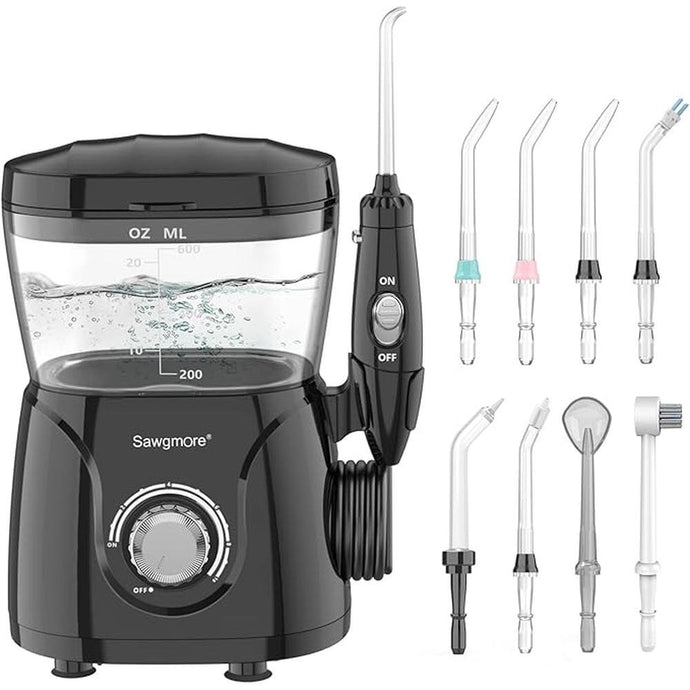 FC166 Water Flosser for Teeth/Braces, 600 ml Large Capacity, 10 Adjustable Pressures,8 Home Nozzles Professional Oral Irrigator for Teeth Clean(Black)