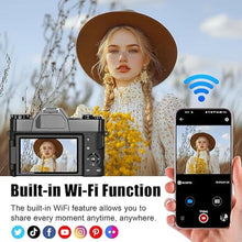 Load image into Gallery viewer, 6K Digital Camera for Photography, 64MP Vlogging Camera for YouTube with 3&quot; 180° Flip Screen, 16X Zoom Autofocus Compact Travel Beauty Cameras for Teens, with 32GB Micro SD Card
