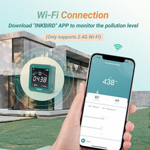 Load image into Gallery viewer, INKBIRD WiFi Indoor Air Quality Monitor, CO2 Detector, Accurate NDIR Sensor, Temperature and Relative Humidity, Indoor CO2 Meter with Data Logger, for Cars, Wine Cellars, Grow Tents, Homes (INK-CO2W).
