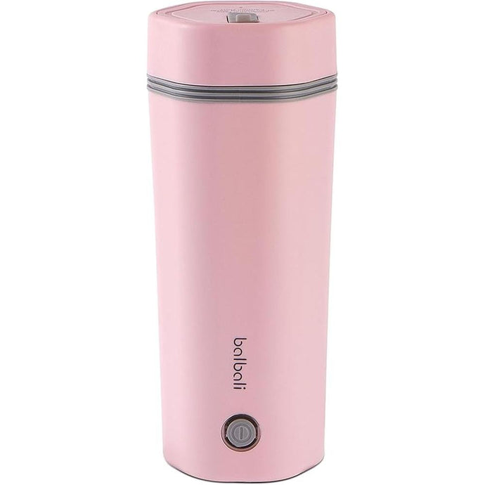 balbali Travel Kettle - 12oz Portable Electric Kettle for Boiling Water - Self Heating Cup/Thermos - Single Size Personal Tea Maker -Hot Water Boiler/Heater/Warmer - Pink