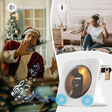 Load image into Gallery viewer, Desktop Vertical CD Player with Speakers HiFi, Portable CD Players for Home, Bluetooth, Remote Control, LED Screen, FM Radio, U Disk, AUX Port, Compatible Formats, Wired, White, Gift
