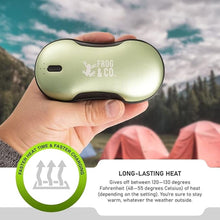 Load image into Gallery viewer, Survival Frog QuickHeat PRO Rechargeable Hand Warmer with Portable Power Bank - Premium Quality Electric Hand Warmer - Reusable Hand Warmers - USB Heater for Hands with Storage Bag and Lanyard
