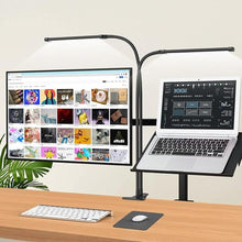 Load image into Gallery viewer, iZELL Desk Lamp, [2 LED Tube] Desk Lamps for Home Office with Clamp, Flexible Gooseneck LED Book Light, Easy Clip on Reading Lights for Bedrooms Beside Table Headboard College Dorm Bed Room - Black
