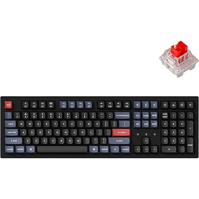 Keychron K10 Pro Wireless Custom Mechanical Keyboard, Full-Size QMK/VIA Programmable Bluetooth/Wired RGB Backlight with Hot-swappable Keychron K Pro Red Switch Compatible with Mac Windows Linux
