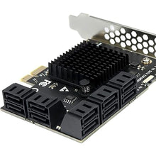 Load image into Gallery viewer, SATA Expansion Card 10 Ports, SATA PCIe Card,6Gbps PCI Express x1 to SATA 3.0 Controller Card for Windows XP/7/8/10 SSD HDD

