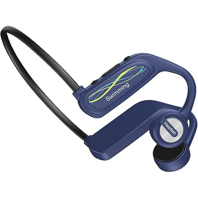 Bone Conduction Headphones, Wireless Bluetooth Swimming Headphones with 16GB ROM MP3 Player HD Stereo Sound, IPX8 Waterproof Sport Neckband Open Ear Headset for Cycling Running Gym (Blue)
