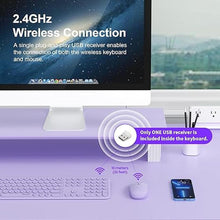 Load image into Gallery viewer, Cute Keyboard and Mouse Wireless for PC Computer/Laptop/Windows/Mac/Tablets, Ultra-Thin 2.4GHz USB Cordless Full-Sized Silent Retro Computer Keyboard Mouse Combo (Purple)
