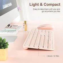 Load image into Gallery viewer, Cute Keyboard and Mouse Wireless for PC Computer/Laptop/Windows/Mac/Tablets, Ultra-Thin 2.4GHz USB Cordless Full-Sized Silent Retro Computer Keyboard Mouse Combo (Pink)
