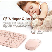 Load image into Gallery viewer, Cute Keyboard and Mouse Wireless for PC Computer/Laptop/Windows/Mac/Tablets, Ultra-Thin 2.4GHz USB Cordless Full-Sized Silent Retro Computer Keyboard Mouse Combo (Pink)
