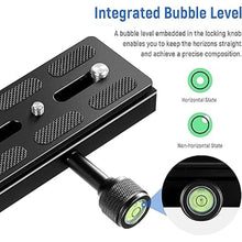 Load image into Gallery viewer, NEEWER Quick Release Plate with Clamp Adapter Set, 120mm QR Plate with Clamp, 3/8"&amp;1/4" Screw, Bubble Level, 3/8” to 1/4” Screw Adapter, Compatible with Arca Swiss Tripod Monopod Ball Head
