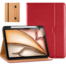 Load image into Gallery viewer, DTTO for iPad Air 11-inch Case M2 (2024), iPad Air 5th Generation Case (2022)/iPad Air 4th Gen (2020), Premium Leather Business Folio Stand Cover with Pencil Holder for iPad Air 11''/5th/4th, Red
