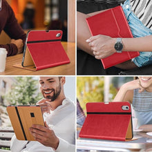 Load image into Gallery viewer, DTTO for iPad Air 11-inch Case M2 (2024), iPad Air 5th Generation Case (2022)/iPad Air 4th Gen (2020), Premium Leather Business Folio Stand Cover with Pencil Holder for iPad Air 11''/5th/4th, Red
