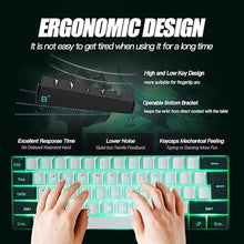 Load image into Gallery viewer, abucow Gaming Keyboard Minimalist Portable Wired Ultra-Compact Mini Imitation 61 Keys RGB Backlit Keyboard (White-Black)
