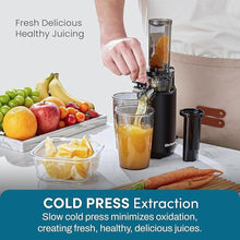 Load image into Gallery viewer, Elite Gourmet Masticating Juicer Machines, 12-inch Juicer, Masticating Cold Press Juicer Machines, Juicer for Vegetables and Fruits, Easy to Clean Juicer, Charcoal Grey
