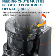 Load image into Gallery viewer, Elite Gourmet Masticating Juicer Machines, 12-inch Juicer, Masticating Cold Press Juicer Machines, Juicer for Vegetables and Fruits, Easy to Clean Juicer, Charcoal Grey
