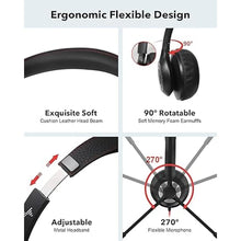 Load image into Gallery viewer, USB Headset with Microphone for PC, On-Ear Computer Laptop Headphones with Noise Cancelling Mic in-line Control for Home Office Online Class Zoom (Type C+3.5mm, Black)

