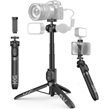 Load image into Gallery viewer, 48&quot; Phone Tripod for Camera DJI Pocket 3, Vlogging Tripod for Cell Phone DSLR Camera, Selfie Stick Tripod Stand with Remote for Video Recording, Black, 1/4 Inch Screw, Removable Phone Holder
