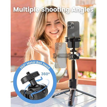 Load image into Gallery viewer, 48&quot; Phone Tripod for Camera DJI Pocket 3, Vlogging Tripod for Cell Phone DSLR Camera, Selfie Stick Tripod Stand with Remote for Video Recording, Black, 1/4 Inch Screw, Removable Phone Holder
