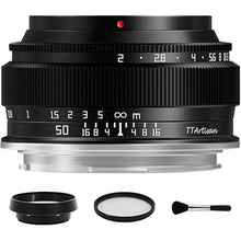 Load image into Gallery viewer, TTArtisan 50mm F2 Full Frame Large Aperture Manual Portrait Lens for Sigma for Leica for Panasonic L Mount Camera T TL TL2 CL FP S1 S5 Series Black
