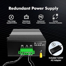 Load image into Gallery viewer, MokerLink 5 Port Industrial DIN-Rail Network Switch, 10/100Mbps Fast Ethernet, IP40 Rated Network Switch (-40 to 185°F), with UL Power Supply
