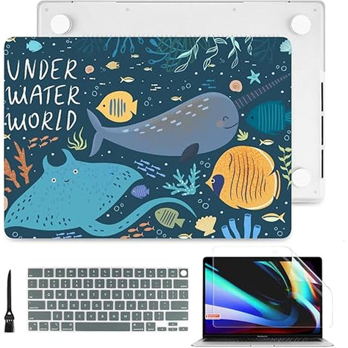 Batianda Case for New MacBook Pro 14 inch 2024 M4 2023 2021 Release Model A3112/A2918 with M3 M2 M1 Pro/Max Chip,3D Designed Hard Shell with Keyboard Cover & Screen Protector, Underwater World